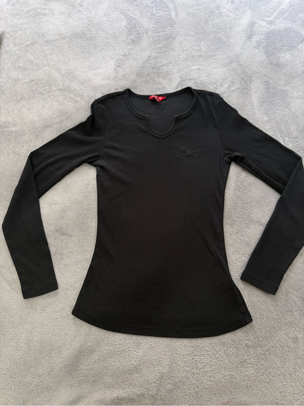 Guess Ribbed Long Sleeve Top in Black Size Small Like New